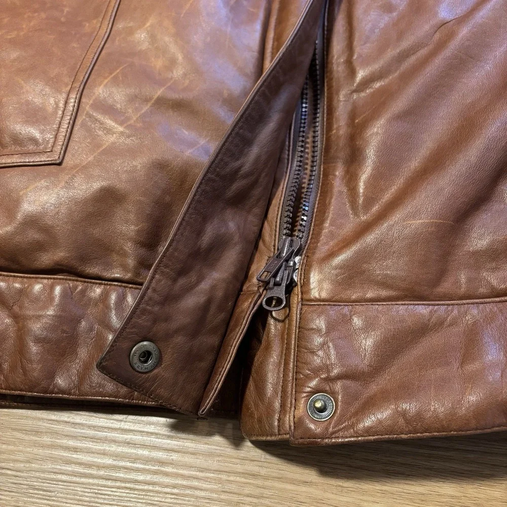 Vintage‎ Eddie Bauer Leather Goose Down Jacket Men's L Parka Coat Brown 80s 90s